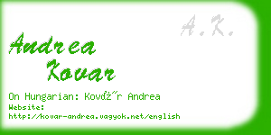 andrea kovar business card
